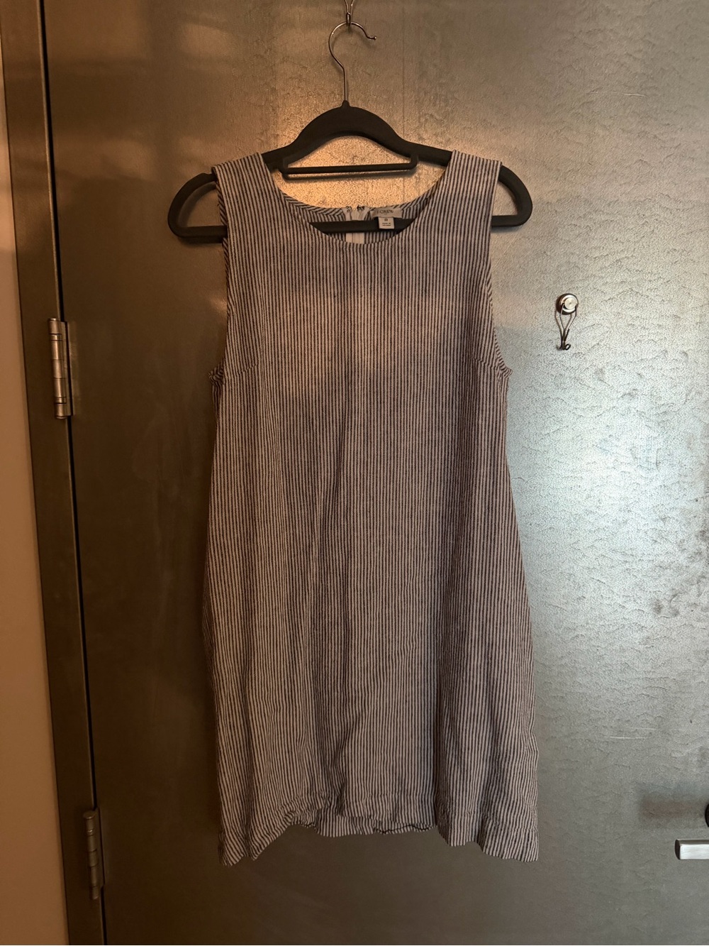 J. Crew Sleeveless Mini Dress in Navy and White Pinstripes